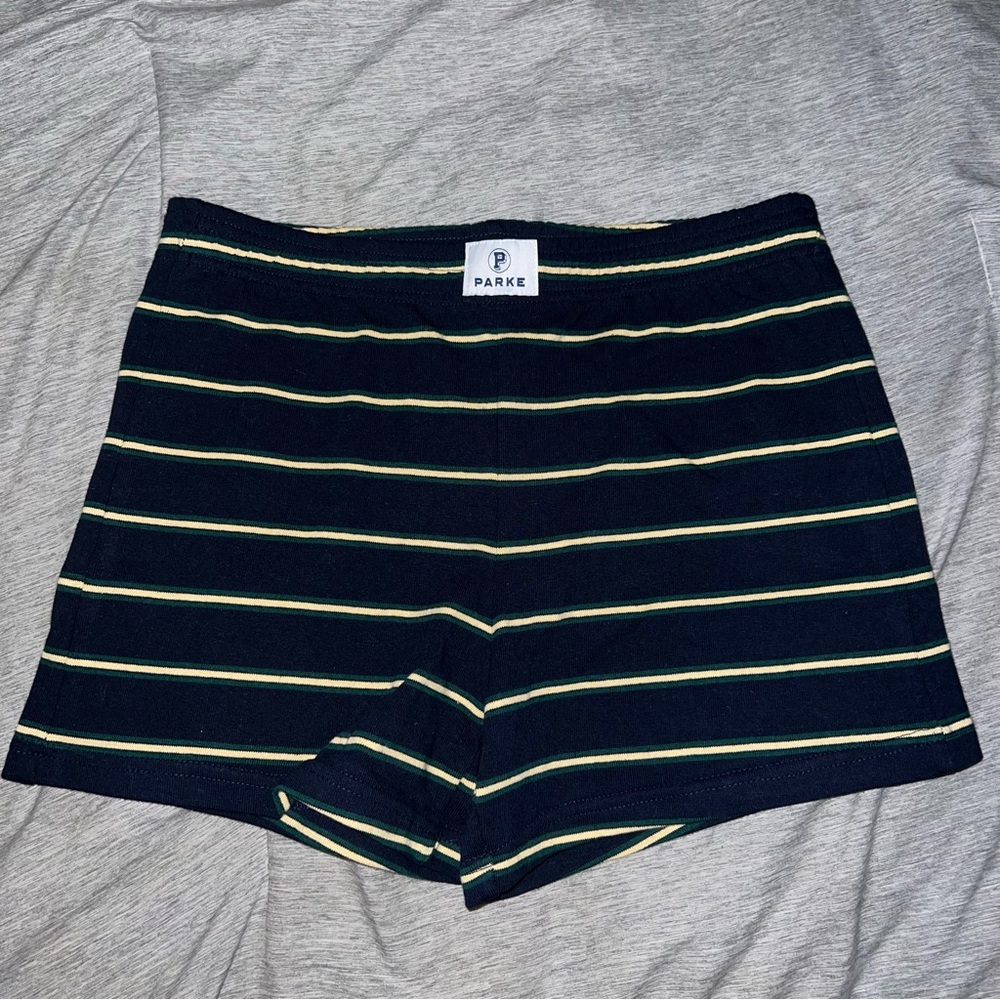 Parke Women's Navy Striped Athletic Shorts
